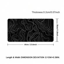 Topographic Contour Gaming Mouse Pad Large XXL Long Extended Pads Big Mousepad Keyboard Black Mouse Mat Desk Pad With 2mm Non-Slip Base And Stitched Edge For Gaming Office Home
