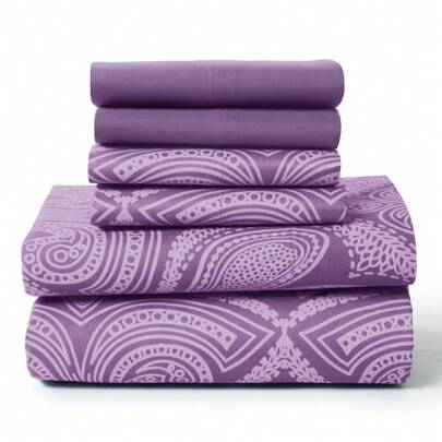 Lux Decor 6-Piece Paisley Bed Sheets High GSM Brushed Microfiber Sheets - Elevate Your Sleep Experience With 16-Inch-Deep Pocket Bedding Sheets & Pillowcases- Back To School- Graduation Gift- All Sizes Available-, Valentine's Day Bedroom, Spring Bedding Refresh, Guest Room Essentials, Dorm Room Bedding, Premium Bed Linens, Easy Care Sheets, Hypoallergenic Fabric, Year-Round Comfort, Master Bedroom Update, Matching Bedding Set, Hotel Quality Linens