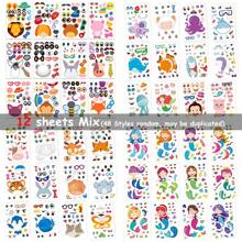 Set de 12/36 hojas con pegatinas para hacer un rompecabezas de caras de diferentes estilos con animales lindos que cambian, juego de pegatinas de rompecabezas divertido para una educación temprana, juguetes y regalos para niños, suministros de manualidades.