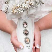 客製化 DIY 照片托盤 蝴蝶翅膀小喇叭花天使吊墜 婚禮花束胸針 紀念禮物配件 紀念品鑰匙圈 - 銀色新-1 - 查看 6