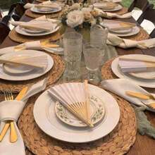 1 pieza/3 piezas/6 piezas/10 piezas Abanico plegable de papel en blanco, abanico de mano de bambú para baile, artesanía, boda, fiesta, unicolor personalizado para decoración del hogar