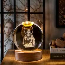 1 个，耶稣，圣经书，祈祷，祝福，系列水晶球夜灯，暖色光，2.36 英寸和 3.15 英寸水晶球，生日礼物玻璃球，家用台灯装饰带木质底座，女朋友、同事、妻子生日、情人节礼物、派对圣诞礼物 - 黃色 - 查看 9