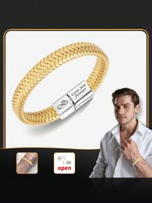 1 pièce Choix de cadeau idéal pour la fête des pères, bracelet nœud doré, honorant le grand amour paternel, indispensable pour la saison de rentrée scolaire, montrant l'énergie juvénile