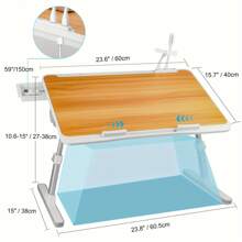 Adjustable Bed Table With Storage Drawer - Laptop Stand With Ergonomic Design, Suitable For Bed, Sofa, Living Room - Portable Design, Equipped With Cup Holder And Phone Storage Space, Bedroom Workstation, Multifunctional Desktop, Sturdy Structure. - màu đen - Xem 3