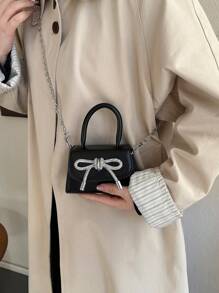 Women's Fashion Textured Bowknot Handbag