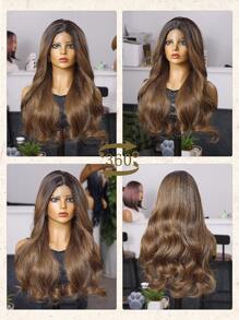 (Brown Omber)U-Part Lace Wigs 4*2 24 Inch Body Wave Long Wigs Synthetic Fiber Heat-Resistant Wig Elastic Mesh Cap Suitable For All People Fully Machine Manufactured For Daily Gatherings, High-Quality Women's Natural And Beautiful Synthetic Soft Fake Fiber Hair