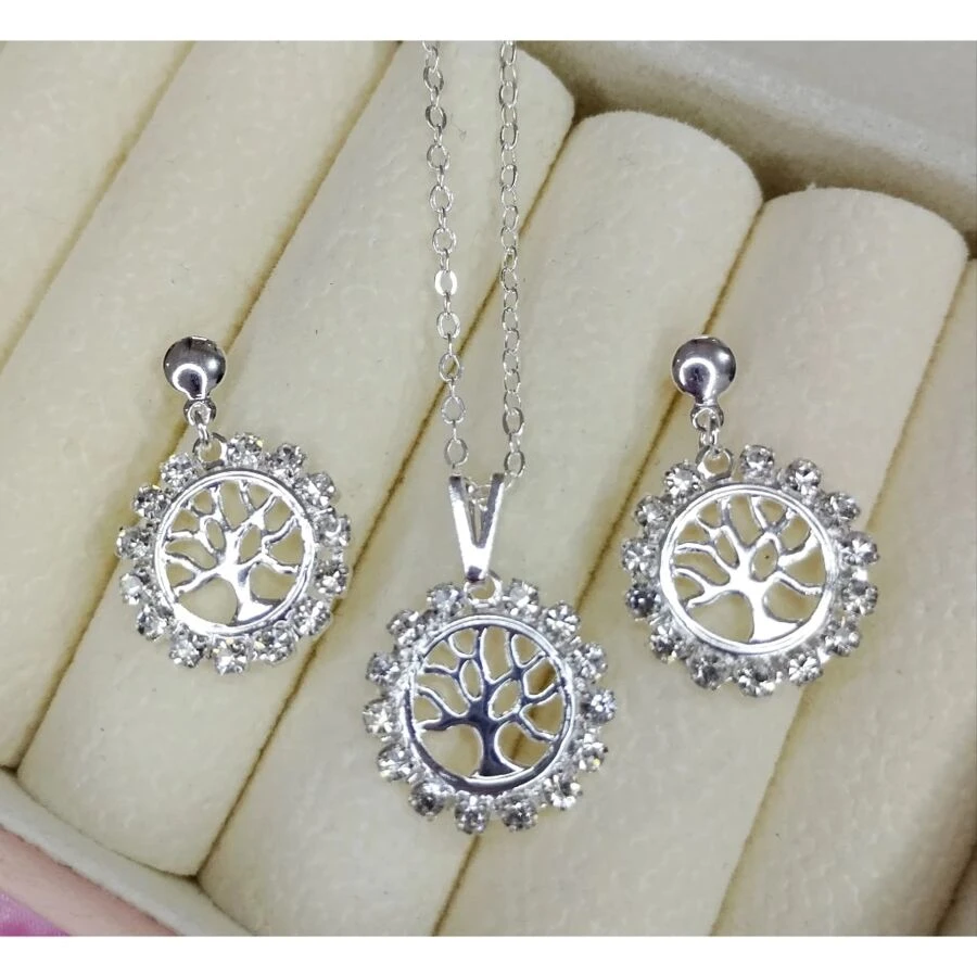Tree Of Life Necklace + Earring Kit Silver Women's Casual - 銀色 - 查看 1