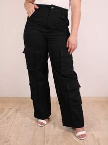 Cargo Dress Pants With Flap Pockets - 黑色 - 查看 4