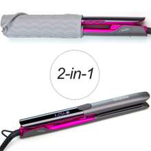 ANGENIL (EU) ANGENIL Chapinha e Modelador de Cabelo de Titânio 2 em 1, Chapinha Anti-Queimadura com Voltagem Dupla e Íons, com Esteira de Silicone Resistente ao Calor, Escovas de Limpeza Facial