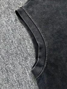 Men's Minimalist Washed Vintage Round Neck Sleeveless Casual Tank Top - Black - View 3