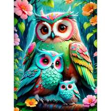 1 Stück Bilder nach Zahlen Gemälde-Set mit Echse, Papagei, selbstbemalter Leinwand, Koala, Pinguin, Eule als Tierwanddekoration für Wohnzimmer - Weiss - Übersicht 6