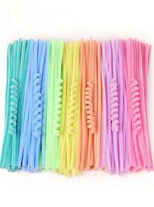 100/200 件雪尼尔茎扭棒、混色马卡龙闪光钻头和管道清洁器扭棒、铁和尼龙工艺用品，非常适合 DIY 工艺品、创意手工工具和装饰品、家居装饰、节日礼物、母亲节、送给母亲的礼物 - 彩色 - 查看 1