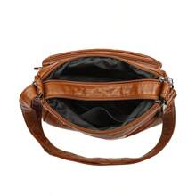 1pc Women Quilted Multi-Layer Outdoor Crossbody Bag With Rivets, Personalized Motocycle Style, Sports Vintage Shoulder Bag With Zipper Pockets For Phone & Coin