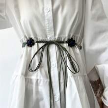 Retro Bohemian Waist Rope, High-End Woven Green Waist Belt For Women, Suitable For Dress, Shirt