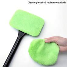 1/7pcsGlass Cleaning Brush, Glass Cleaning Tool, Windshield Cleaning Stick, Automatic Window Cleaner, Reusable Cloth Pad, Suitable For Bathroom Glass, Home Glass, Car Interior, Dirty Car Wash Brush