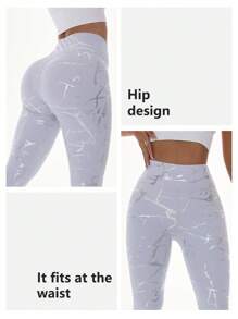 High-Waisted Tummy Control With Booty-Lifting Seams, Artistic Foil Print For Gym & Streetwear,Waist-Cinching & Butt-Lifting | Fashion-Forward Metallic Leggings You Can Wear Anywhere,Anatomical Booty-Lift Seams,Metallic Foil Craftsmanship,High-Waisted Compression,Age-Defying,Seamless Transition From Studio To Street,Women's Metallic Yoga Pants