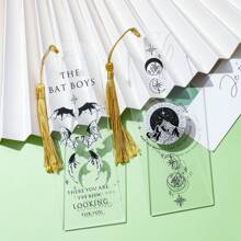 1/2pcs New Exquisite Mountain Moon And Dragon Wing Pattern Charming Transparent Acrylic Tassel Bookmarks, Creative Exquisite Transparent Bookmarks For Book Lovers, For Family And Friends Of The Exquisite Cultural And Creative Bookmarks Gifts,School Supplies,Back To School - one-size - View 11