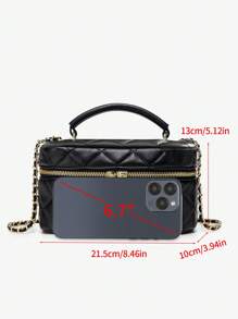 MIYIN 女士时尚菱格链条单肩包，彩虹条纹编织包，轻质翻盖链条斜挎包 - 黑色 - 查看 10