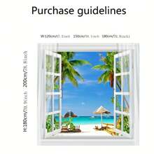 1pc 3D Window Seascape Digital Printed Curtain, Polyester Waterproof Shower Curtain, Machine Washable, Bathroom Partition, Room Decor - 120 180 - Xem 5