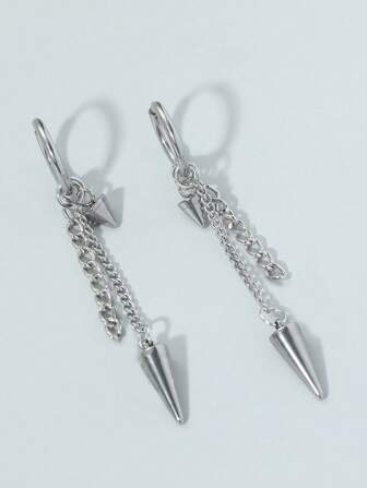 Fashionable and Popular 1pc Men Cone Decor Earrings, Stainless Steel Jewelry for Jewelry Gift and for a Stylish Look