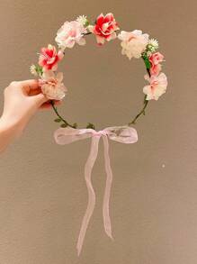 1pc Colorful Cute Flower Wreath Hair Band, Hair Accessory That Won't Damage Hair - Multicolor - View 18