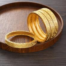 2 pièces/4 pièces Bracelets de luxe pour femmes de couleur dorée de 65 mm/70 mm, convenant aux filles arabes, européennes et américaines pour un usage quotidien, une fête, un anniversaire, un mariage