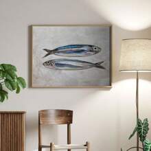 1PC Ongeraamde olieverfschilderijen - Stilleven originele kunst - Klein stilleven - Citroenkunst - Oesterschilderij - Sardineskunst