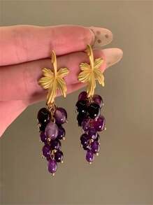1 Pair Vintage Style Fresh Purple Grape Earrings