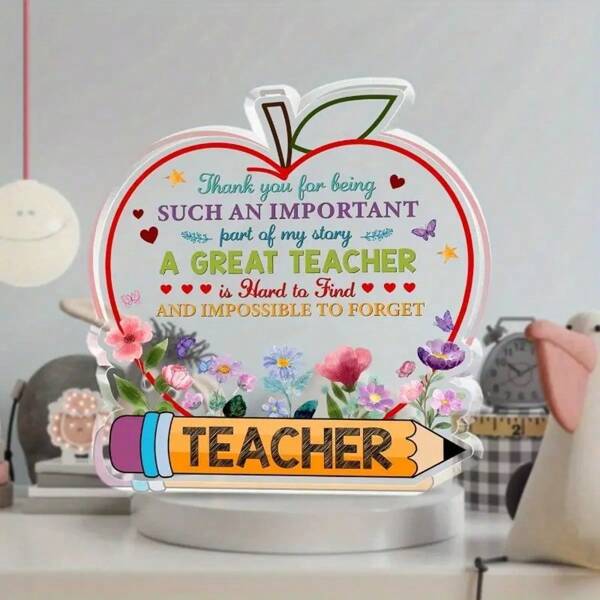 1pc Acrylic Apple Desk Decor, Graduation Season, Teacher Appreciation, Graduation Gift, Heartwarming Present Gifts Birthday School Decor School Surprise Dormitory Decor Back To School Home Decor Room Decor School Supplies