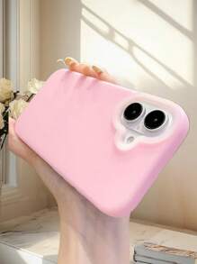 1 pieza Funda de teléfono de jalea rosa compatible con iPhone 16, funda protectora de silicona líquida Dopamina 15 a prueba de golpes y con protección de lente para iPhone 14/13/12