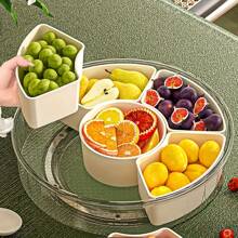 Rotating Snack Tray With Lid And Handle - Multi-Compartment Fruit And Vegetable Serving Platter, PP Material - Ideal For Tacos, Christmas Parties, And Travel Picnics, Taco Holder