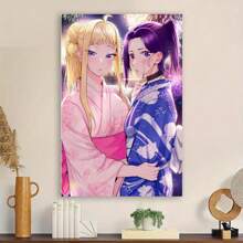 Framed 1pc Anime Hokkaido Gal Canvas Poster - High-Quality Soft Canvas,  12x18 Inches - Vibrant Japanese-Themed Wall Art For Holiday, Party & Home Decor, Living Room Artwork|Festive Home Art|Detailed Kimono Design, Kawaii Room Decor