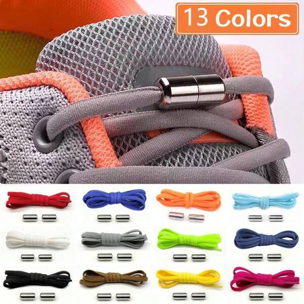 1 Pair Of Elastic Acrylic Shoelaces With Quick Tie Metal Lock For Sports Shoes, Easy And Safe To Wear