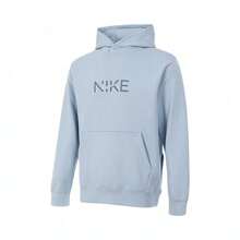 Nike 男士休闲字母印花长袖套头连帽衫，带口袋，日常穿着 - 藍色 - 查看 1