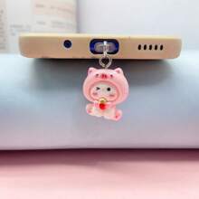 卡通可爱粉红猪和蓝象树脂吊坠防尘塞，兼容苹果和 Type-C 手机充电端口，情侣礼物 - 彩色 - 查看 6