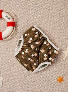 1 件可重复使用的婴儿游泳尿布，可调节尿布，适合 9 个月 - 3 岁的幼儿，适用于游泳课程，女婴、男婴，自然色游泳尿布