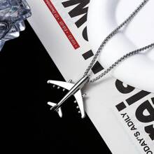 1 pieza Versátil collar colgante de avión de estilo hip hop, accesorio de cadena de suéter de acero inoxidable punk minimalista y con estilo personalizado