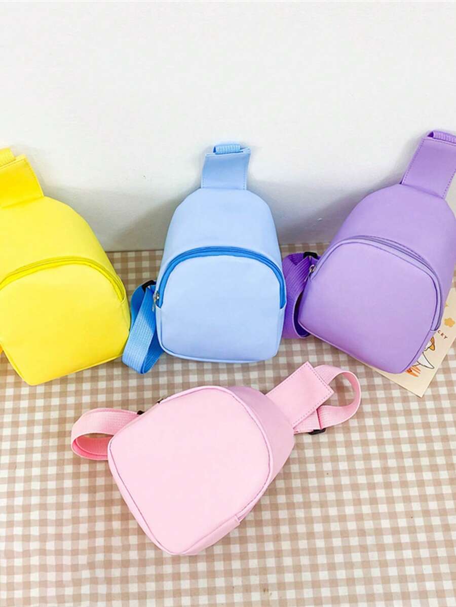 Solid Color PU Leather Girls Crossbody Chest Pack Small Handbag