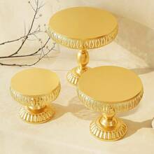 1pcsElegant Iron Circular Cake Stand, High Footed Dessert Display Tray, Suitable For Wedding Decoration And Holiday Use, No Need For Electricity, Wedding Cake Stand | Decorative Tray | Iron Structure