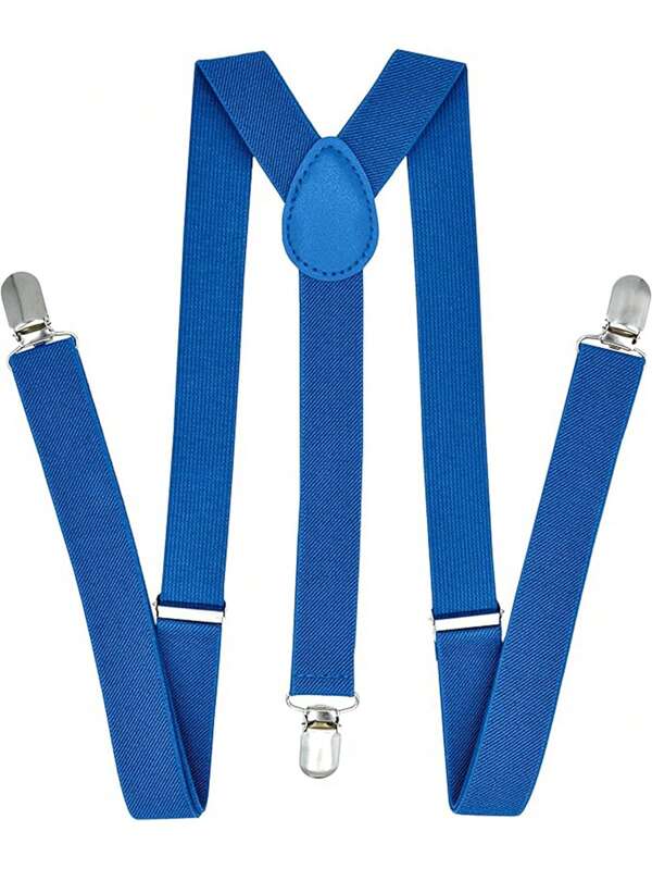 1 pièce Bretelles élastiques de couleur unie pour hommes de 25 mm, bretelles de salopette Macaron 3 clips, sangle élastique, longueur réglable de 60 à 90 cm, haute élasticité renforcée
