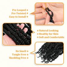 FULCRUM 1-8 Packs Passion Twist Crochet Hair 6-24 Inch Short Bob Pre-Looped Boho Crochet Braids Synthetic Braiding Hair Extensions For Women & Girls - Black - View 4
