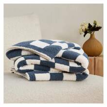 Checkered Blanket, Ultra Soft Cozy Blue Checkered Throw Blanket, Warm Fluffy Checkerboard Throw Blanket, Blue And White Checkered Blanket For Couch Bed Sofa, 60x80 Inches - 彩色 - 查看 6