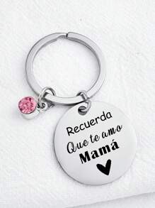 Llavero redondo de acero inoxidable grabado con "Recuerda que te amo mamá/papá" y símbolo de corazón, metal duradero, regalo ideal para Navidad, cumpleaños, Acción de Gracias - Multicolor - Ver 7