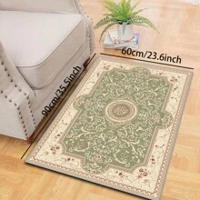 1pc Turkish Art Carpet, Crystal Velvet 700g/Sq.M, Dotted Bottom, 5mm Thickness. Machine Washable, Fade-Resistant Carpet, Anti-Slip . Suitable For Holidays And Any Space Including Hotel, Office, Sofa, Bedside, Kitchen, Laundry Room, Corridor, Porch, Staircase Mother's Day