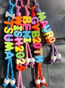 1pc Custom Handmade Keychain, Colorful Letter & Number Combination, Cute Star Design, Suitable As Gifts For Friends, Classmates, Partners, Custom Name Letter Keychains, Engraved, Stainless, Colorful, Cute, Adorable, Funny, Kawaii, Y2K, Stylish, Unisex, Casual, Custom, Personalized, Unique, Customized, Ideal Gifts For Him, Ideal Gifts For Her, Boyfriend, Girlfriend, Family, Friends - Design 1 - View 3