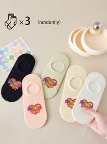 1/3/5/10 Pairs Of Women's Invisible Socks,Short Socks,White Socks,Women Socks,Cute Socks,Girls Socks, Black Socks,Cartoon Details, Guide Rail Breathable Hole Design, Moisture Wicking, Soft And Smooth, Suitable For Various Holidays, Sports, Leisure, Business And Other Daily Wear, Can Be Worn All Year Round, Color Combinations Are Random. - Multicolor - View 7