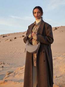 Niche Design Poleno Crescent Bag New Genuine Leather High-End Underarm Bag Single Shoulder Crossbody Saddle Bag Ladies Crescent Bag, PU Leather Crescent Bag, Single Shoulder Crossbody Bag Wallet Handbag Casual Dumpling Bag - Xám - Xem 4