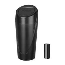 Car Trash Can With Lid - Car Trash Bin Cup Holder - Black Mini Leak-Proof Vehicle Garbage Bin Trash Can With 15pcs Garbage Bags - Front & Back Seat Car Accessories Organizer And Storage