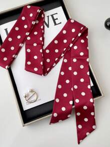 1pc Fashion Ribbon Polka Dot Scarf Printed Thin Scarf Headband Korean Style Neckerchief Long Scarves Wedding