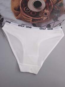 4 件装女士白色字母腰带性感运动款三角内裤 - 白色 - 查看 7
